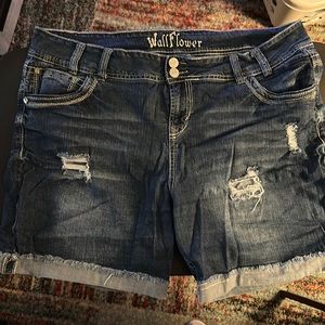 Wallflower factory distressed denim jeans shorts sz 18